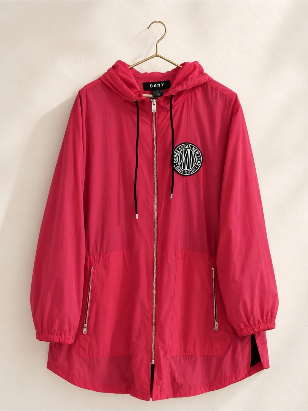 DKNY Pink Lightweight Hooded Windbreaker Women’s XL